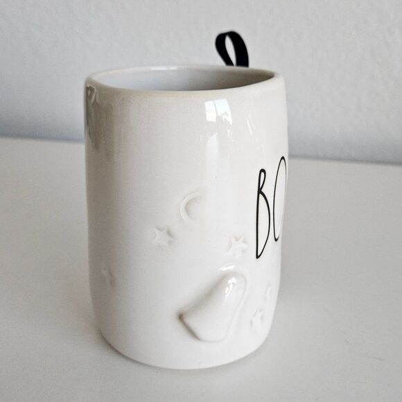 NEW Rae Dunn | 'BOO!' Ghost Stars 3D Ceramic Black Tea Mug Coffee Cup - Picture 2 of 5